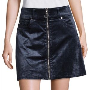 7 For all Mankind Zip- front Velvet Mini Skirt